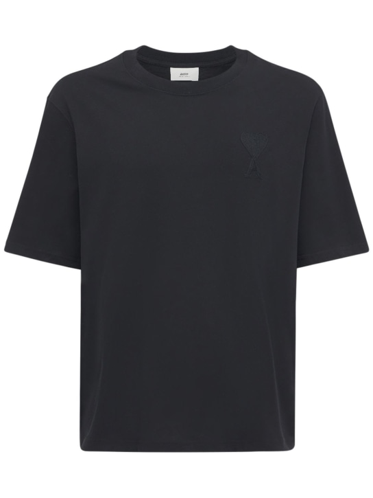 Logo boxy cotton jersey t-shirt - AMI Paris - Men  | Luisaviaroma