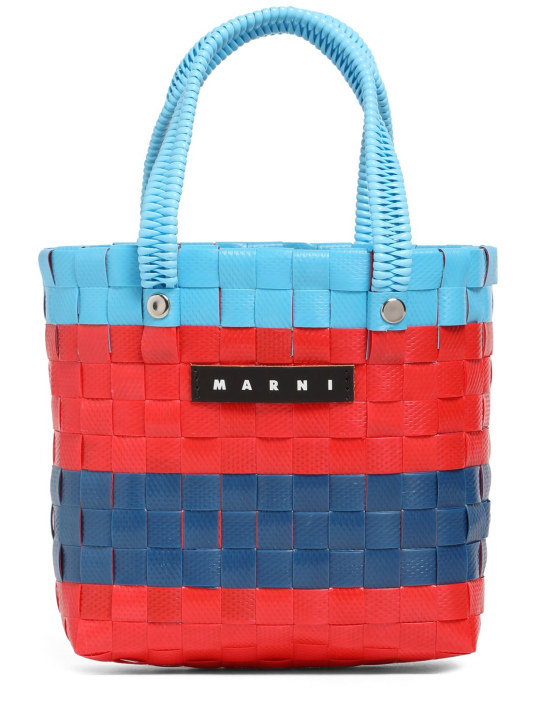 Color block woven tote bag w/ logo - Marni Junior - Girls